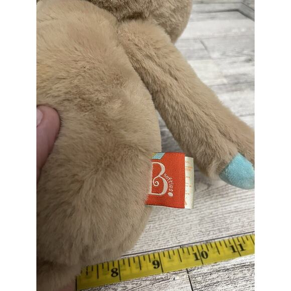 B Softies Teddy Bear Plush Cara-Mellow 11" Brown w/ Blue Paws Soft Stuffed Toy - Picture 7 of 9